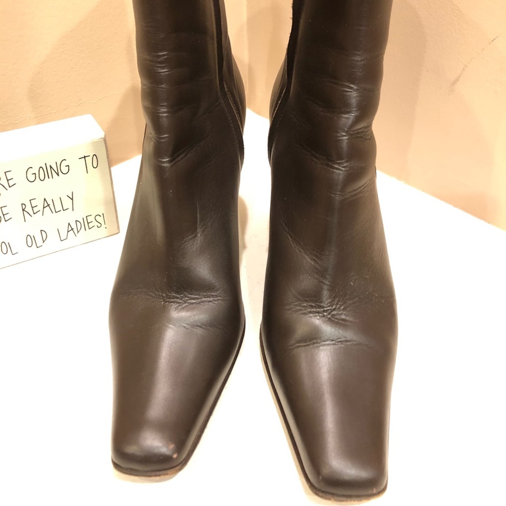 Brown Leather Ankle Boots, size 10